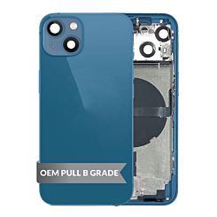 Order the Housing Frame with Small Parts Pre-Installed for iPhone 13 BLUE International OEM Pull B Grade.

