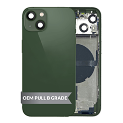 Purchase the Housing Frame with Small Parts Pre-Installed for iPhone 13 GREEN International OEM Pull B Grade.

