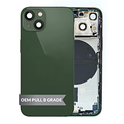 Grab the wholesale deals on the Back Housing Frame with Small Components Pre-Installed for iPhone 13 Mini Green US Version OEM Pull B Grade.

