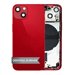 Back Housing Frame (RED) (US Version) (OEM Pull B Grade) with Small Components Pre-Installed for iPhone 13 Mini