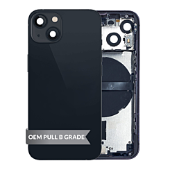 Order the Housing Frame with Small Parts Pre-Installed for iPhone 13 Mini Black International OEM Pull B Grade.

