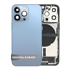 Back Housing Frame with Charging Port Flex & Small Parts for iPhone 13 Pro (SIERRA BLUE) (US Version) (OEM Pull B Grade)