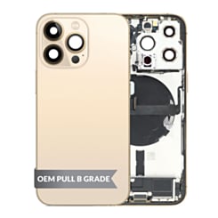 Back Housing Frame with Charging Port Flex & Small Parts for iPhone 13 Pro (GOLD) (OEM Pull B Grade)