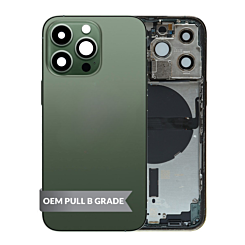 Grab the wholesale deals on the Back Housing Frame ALPINE GREEN US Version OEM Pull B Grade with Small Components Pre-Installed for iPhone 13 Pro.
