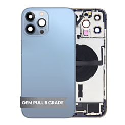 Back Housing Frame with Charging Port Flex & Small Parts for iPhone 13 Pro Max (SIERRA BLUE) (US Version) (OEM Pull B Grade)