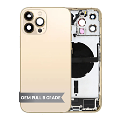 Back Housing Frame with Charging Port Flex & Small Parts for iPhone 13 Pro Max (GOLD) (US Version) (OEM Pull B Grade)