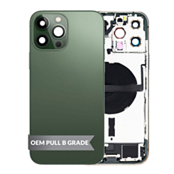 Back Housing Frame with Charging Port Flex & Small Parts for iPhone 13 Pro Max (ALPINE GREEN) (US Version) (OEM Pull B Grade)