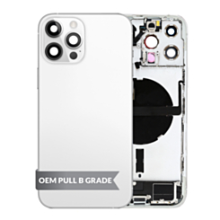 Back Housing Frame with Charging Port Flex & Small Parts for iPhone 13 Pro Max (SILVER) (US Version) (OEM Pull B Grade)