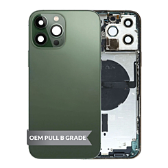 Order the Back Housing Frame ALPINE GREEN US Version OEM Pull B Grade with Small Components Pre-Installed for iPhone 13 Pro Max.
