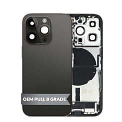Back Housing Frame with Charging Port Flex & Small Parts for iPhone 14 Pro (SPACE BLACK) (OEM Pull B Grade)