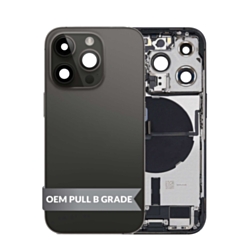 Back Housing Frame with Charging Port Flex & Small Parts for iPhone 14 Pro (SPACE BLACK) (OEM Pull B Grade)