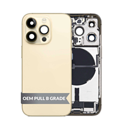 Back Housing Frame with Charging Port Flex & Small Parts for iPhone 14 Pro (GOLD) (US Version) (OEM Pull B Grade)