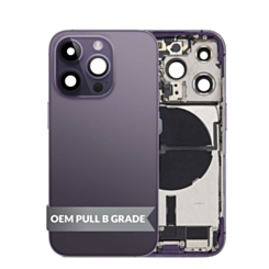 Back Housing Frame with Charging Port Flex & Small Parts for iPhone 14 Pro (DEEP PURPLE) (US Version) (OEM Pull B Grade)