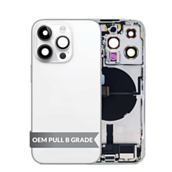 Back Housing Frame with Charging Port Flex & Small Parts for iPhone 14 Pro (SILVER) (US Version) (OEM Pull B Grade)
