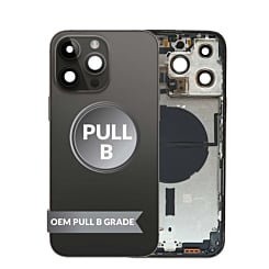Buy the back housing frame in Space Black, US version, OEM Pull B Grade, with small components pre-installed for iPhone 14 Pro Max.