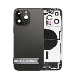 Back Housing Frame with Charging Port Flex & Small Parts for iPhone 14 Pro Max (SPACE BLACK) (International) (OEM Pull B Grade)