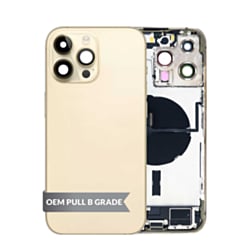 Back Housing Frame with Charging Port Flex & Small Parts for iPhone 14 Pro Max (GOLD) (International) (OEM Pull B Grade)