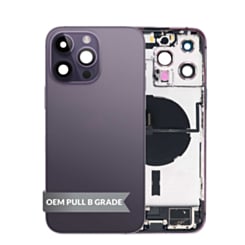 Back Housing Frame with Charging Port Flex & Small Parts for iPhone 14 Pro Max (DEEP PURPLE) (International) (OEM Pull B Grade)