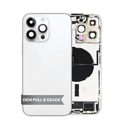Back Housing Frame with Charging Port Flex & Small Parts for iPhone 14 Pro Max (SILVER) (International) (OEM Pull B Grade)