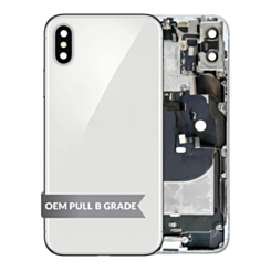 Grab the wholesale deals on the Back Housing Frame with small components pre-installed for iPhone X, Silver, OEM Pull B Grade.
