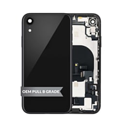 Back Housing Frame with Charging Port Flex & Small Parts for iPhone XR (BLACK) (OEM Pull B Grade)