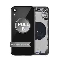 Buy the Back Housing Frame with Small Components Pre-Installed for iPhone XR in Black, OEM Pull B Grade.
