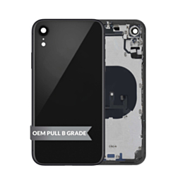 Buy the Back Housing Frame with Small Components Pre-Installed for iPhone XR in Black, OEM Pull B Grade.
