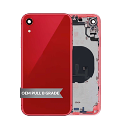 Buy the Back Housing Frame with Small Components Pre-Installed for iPhone XR in red, OEM pull B grade.