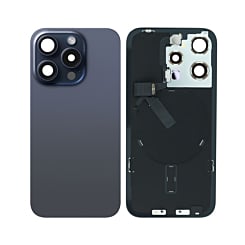 Shop the Back Glass in Blue Titanium with Frame and Wireless NFC Charging Flex and MagSafe Magnet for iPhone 15 Pro, OEM Pull B Grade.
