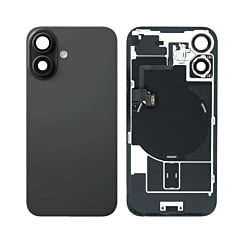 Grab the wholesale deals on the back glass with frame and wireless NFC charging flex and MagSafe magnet for iPhone 16 in black OEM Pull A Grade.