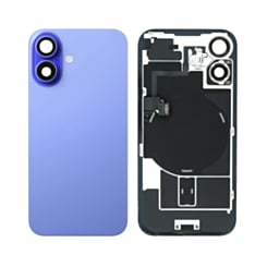 Buy the back glass with frame, wireless NFC charging flex, and MagSafe magnet for iPhone 16 in ultramarine, OEM Pull B Grade.