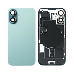 Order the back glass with frame, wireless NFC charging flex, and MagSafe magnet for iPhone 16 in teal, OEM Pull B Grade.