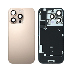 Purchase the Desert Titanium Back Glass with Frame, Wireless NFC Charging Flex, and MagSafe Magnet for iPhone 16 Pro, OEM Pull A Grade.