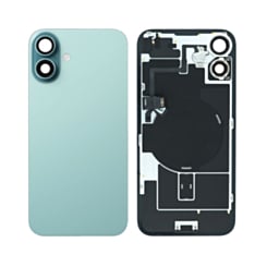 Order the Back Glass in Teal, OEM Pull B Grade, with Frame, Wireless NFC Charging Flex, and MagSafe Magnet for iPhone 16 Plus.