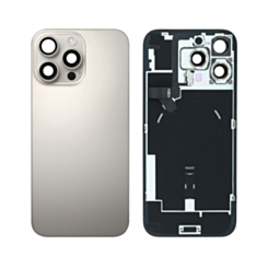 Buy the Natural Titanium Back Glass with Frame, Wireless NFC Charging Flex, and MagSafe Magnet for iPhone 16 Pro Max, OEM Pull B Grade.