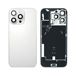 Purchase the White Titanium Back Glass with Frame, Wireless NFC Charging Flex, and MagSafe Magnet for iPhone 16 Pro Max, OEM Pull A Grade.
