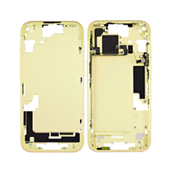 Shop the Middle Frame with Small Parts for iPhone 15, Yellow, US Version, OEM Pull B Grade.
