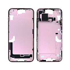 Shop the middle frame with small parts for iPhone 15 Plus — pink, US version, OEM pull A grade.