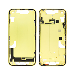 Stock up on the yellow middle frame with parts for iPhone 14 international version OEM pull B grade.

