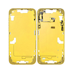 Stock up on the middle frame with small parts for the iPhone 14 Plus — in Yellow, US version, OEM pull B grade.