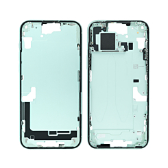 Purchase the middle frame with parts for iPhone 15 Plus — green, international version, OEM pull A grade.