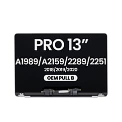 LCD Assembly for MacBook Pro 13" A1989 (2018-2019) / A2159 (2019) / A2289 / A2251 (2020) (OEM Pull B Grade) (SILVER)