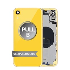 Stock up on the Back Housing Frame with Small Components Pre-Installed for iPhone XR in yellow, OEM pull B grade.