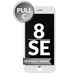 Shop the white LCD assembly with steel plate for iPhone 8, SE 2020, and SE 2022 – pull C grade.