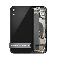Grab the wholesale deals on the Back Housing Frame with Small Components Pre-Installed for iPhone XR in Black, OEM Pull C Grade.