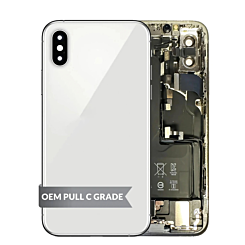 Shop the back housing frame for iPhone XS in silver, with small components pre-installed, OEM pull C grade.