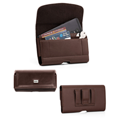 EVO 6" Horizontal Texture Leather Pouch - BROWN (Only Ground Shipping)