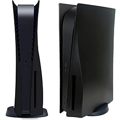 Faceplate Cover (BLACK) (2 Piece Set) for PlayStation 5 Disc Edition (NO LOGO) (Only Ground Shipping)