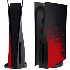 Faceplate Cover (BLACK & RED) (2 Piece Set) for PlayStation 5 Disc Edition (NO LOGO) (Only Ground Shipping)