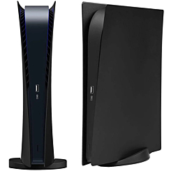Faceplate Cover (BLACK) (2 Piece Set) for PlayStation 5 Digital Edition (NO LOGO) (Only Ground Shipping)